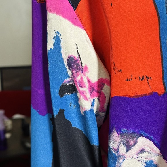 Emanuel Ungaro Parallele Paris Silk Blouse Vtg 80's Sz 6 Iconic Print Documented - Picture 7 of 16